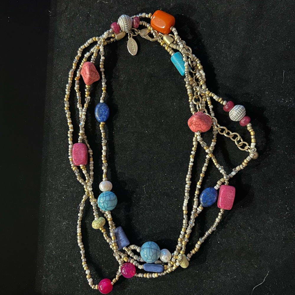 Chico's “Color Block” Dual Strand Multicolor Bead Necklace 36inches